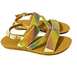Girls Adrienne Vittadini Rainbow Rhinestone Sandals Size 4